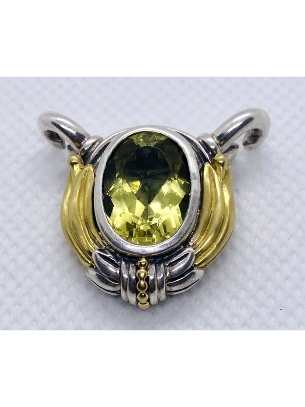 Lagos Caviar Green Oval Stone Detachable Pendant Sterling Silver 925 18K
